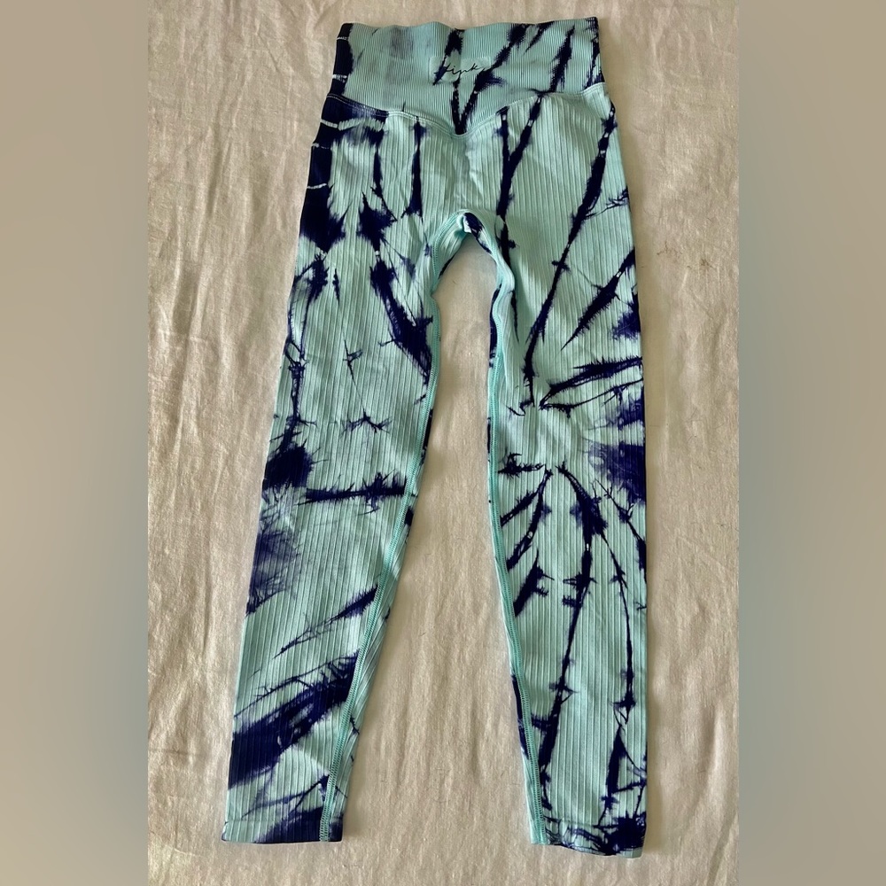 XS Victorias Secret Pink tie dyed ribbed leggings - purple and light blue